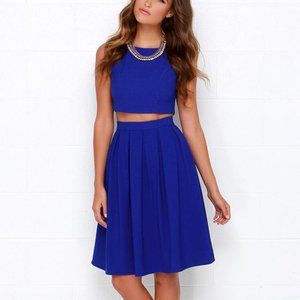Splendidly Spry Royal Blue Two-Piece Midi Dress